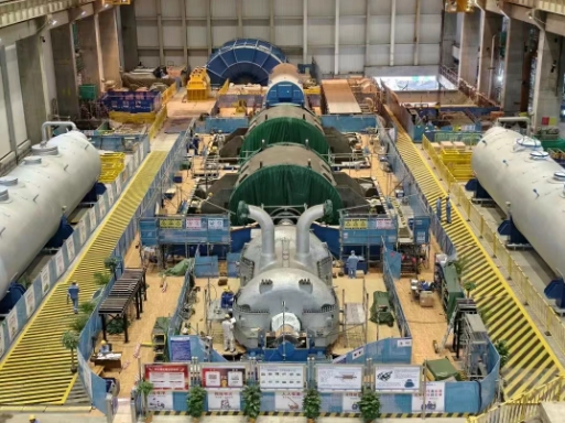 华能海南昌江核电3号机组常规岛汽轮机扣盖完成