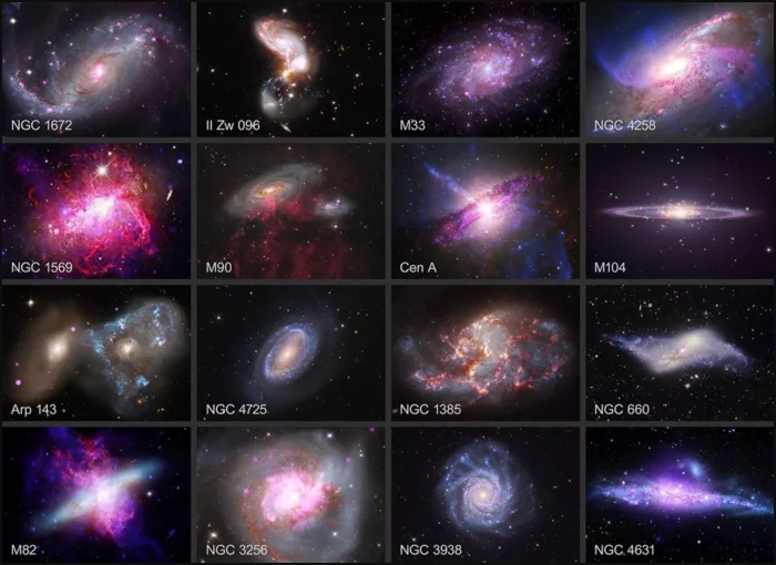 NASA公布16幅遥远星系全新X射线合成图像