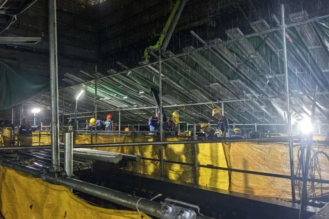 宁德核电二期5号机组常规岛汽机基础台板浇筑完成